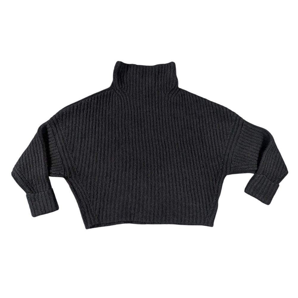 Maeve Anthropologie Black Turtleneck Sweater Ribbed Alpaca Wool Cropped Small